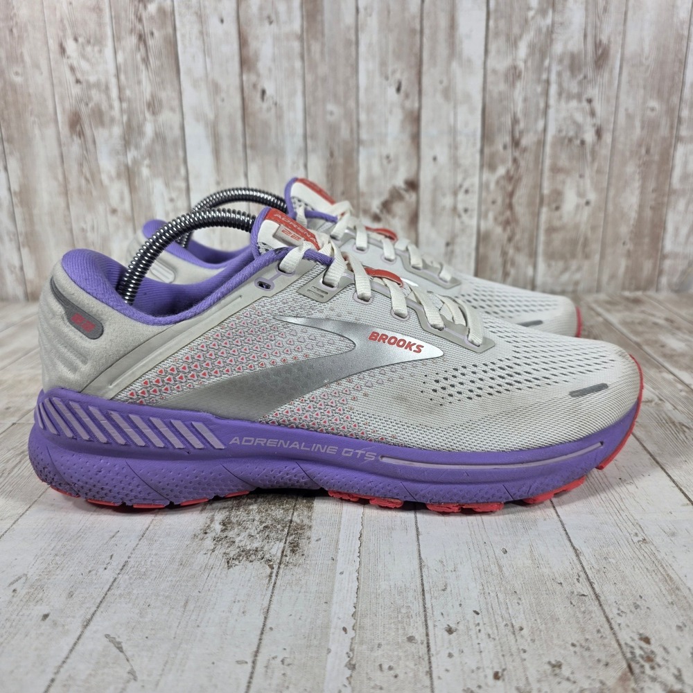 Brooks Adrenaline GTS 22 Womens 10.5 Running Shoes Gray Purple 1203531B105